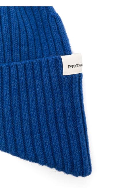 Blue ribbed beanie Emporio Armani - men EMPORIO ARMANI | 6D14051MH2Z09N0